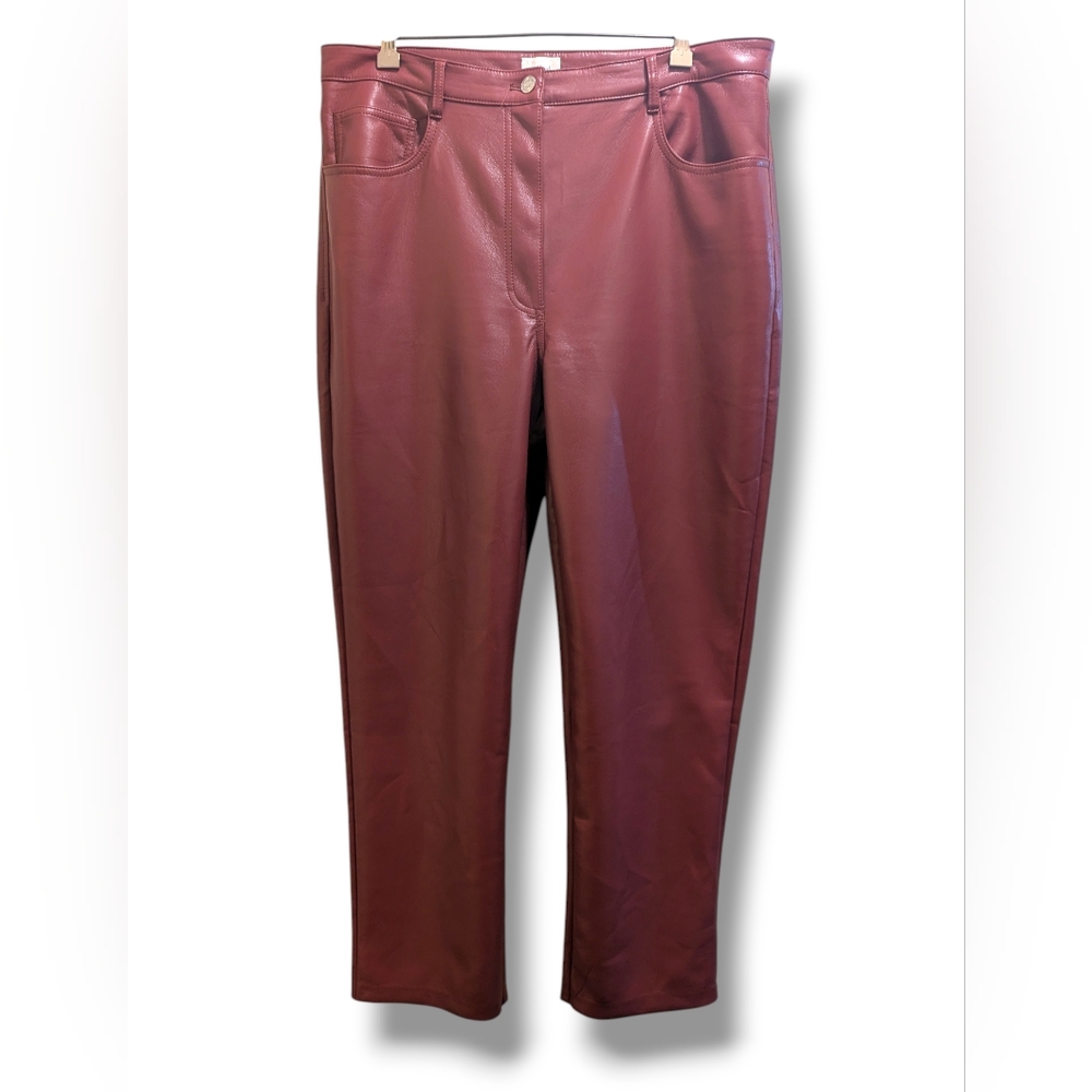 Wilfred The Melina™ Super High-Rise Pant Vegan Leather Burgundy Red- 16 - Picture 6 of 15